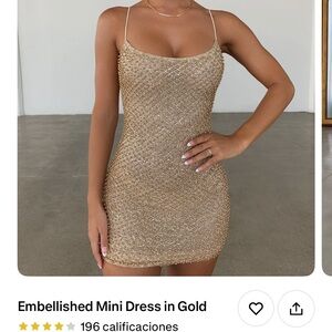 Oh Polly Gold Sparkle Mini Dress